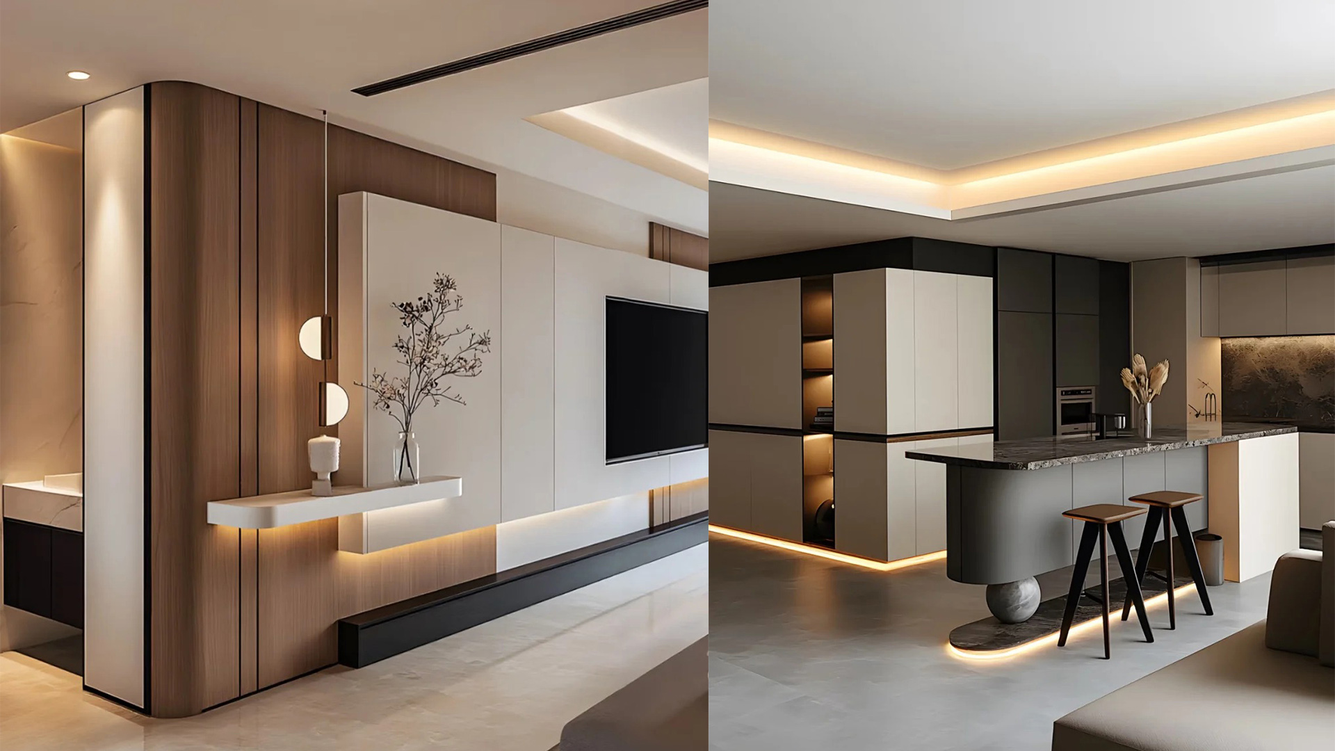 輕奢風(fēng)設(shè)計(jì)，大理石金屬與中性色調(diào)營造精致感